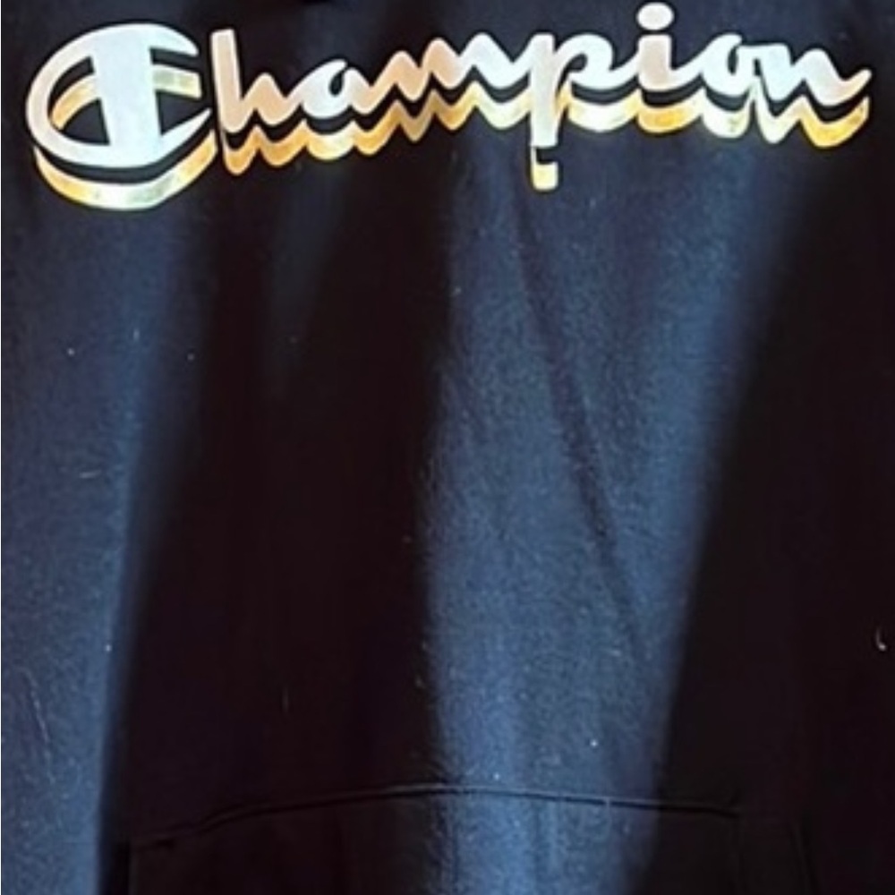 Champion Black Hoodie with Gold Logo